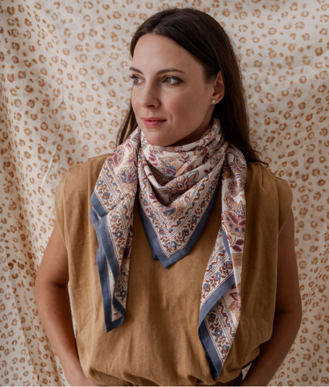 [BIN-FL_MAT_VAN] Bindi Atelier | Grand foulard Indien - Matira Vanille