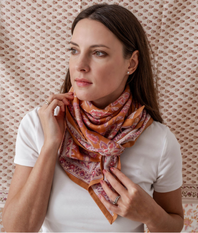 [BIN-FL_MAT_PRA] Bindi Atelier |  Grand foulard Indien - Matira Praline