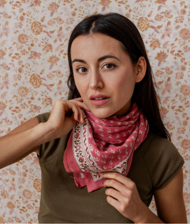 [BIN-FL_AAR_ROS] Bindi Atelier | Grand foulard Indien - Aarti Rosa