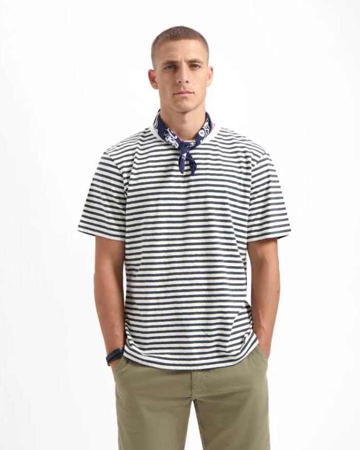 Kuyichi | T-shirt Liam en coton bio et chanvre - Woodland Grey Off White 