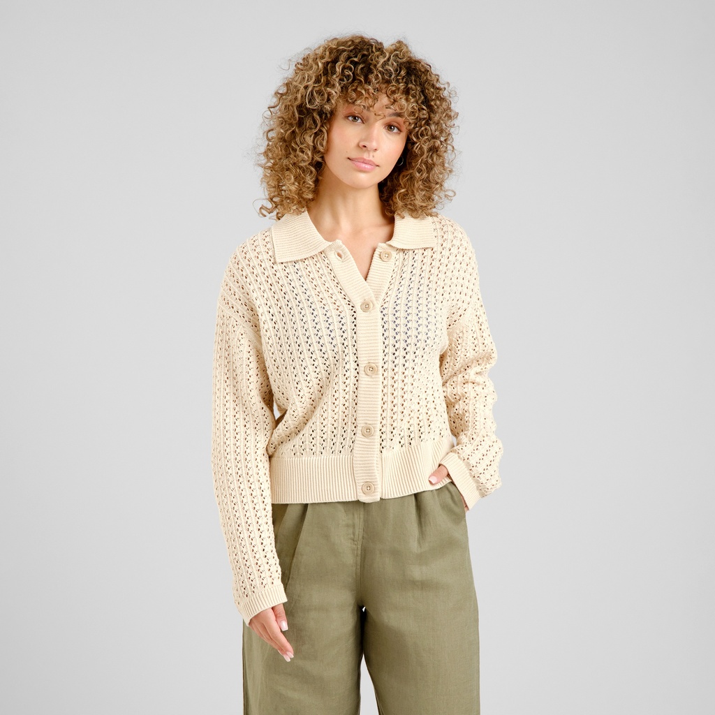 DEDICATED | Cardigan Knitted Rosendal Crochet - Vanilla White