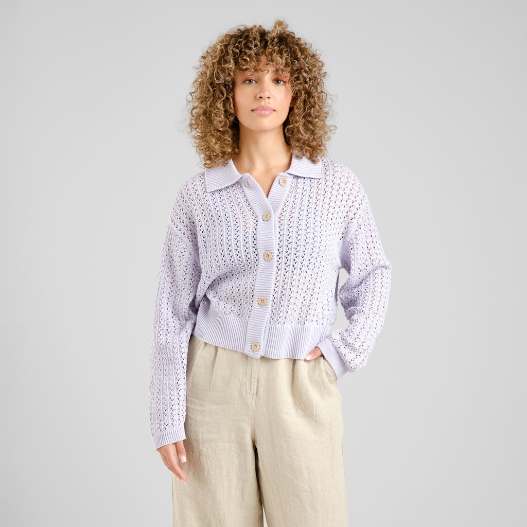 DEDICATED | Cardigan Knitted Rosendal Crochet - Purple Thistle