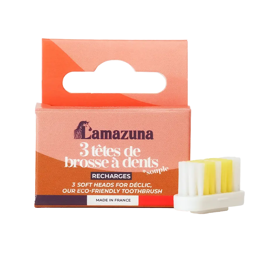 [LMZ-B2A6A00] LAMAZUNA || Recharge de 3 têtes de brosse à dents – Souple