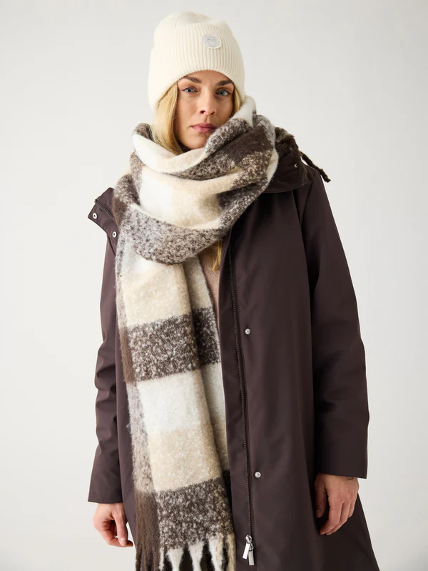 [KCA-W25M-4220002-7007-One size] KNOWLEDGE COTTON APPAREL | Recycled Polyester Scarf GRS - Brown check