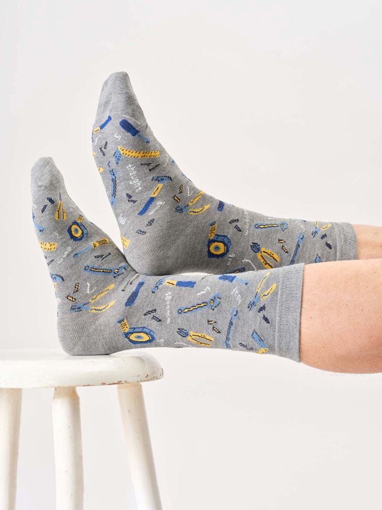 [BTR-W25M-TA699B-Grey Marl-7-11] THOUGHT | Chaussettes - Mens Diy Bamboo Crew - Grey Marl