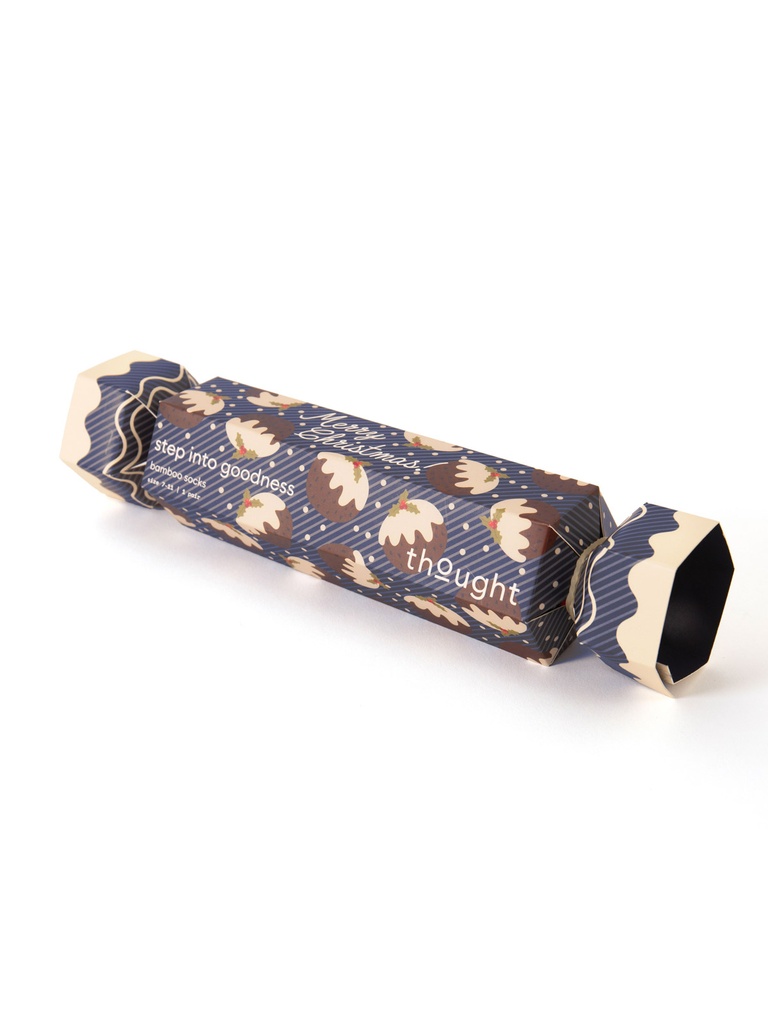 [BTR-W25M-TA745B-Grey Marl/Navy Blue-7-11] THOUGHT | Coffret de 2 chaussettes - Christmas Pudding - Grey Marl/Navy Blue