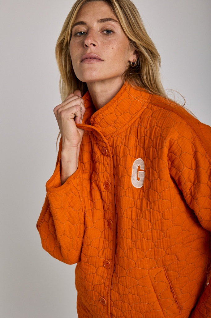 GRAINE | VESTE BOUTON VIVACITE - ORANGE 