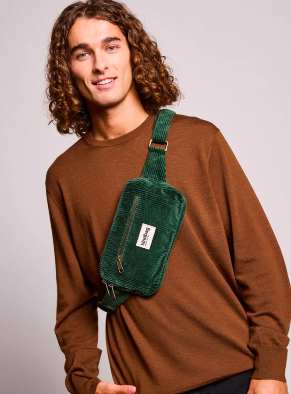 [HIN-HARRY_VEL_VF] HindBag | Sac banane rectangulaire Harry - Velours Sapin