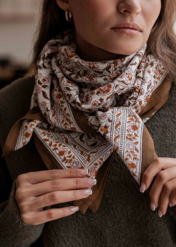 [BIN-FL_EDE_AMB] Bindi Atelier | Grand foulard indien - Edel Ambre