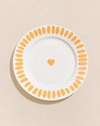 [EMO-EMO25W3ASS26DDUNIBLA-TU] EMOI-EMOI | L'assiette Coeur jaune en porcelaine - 26 cm