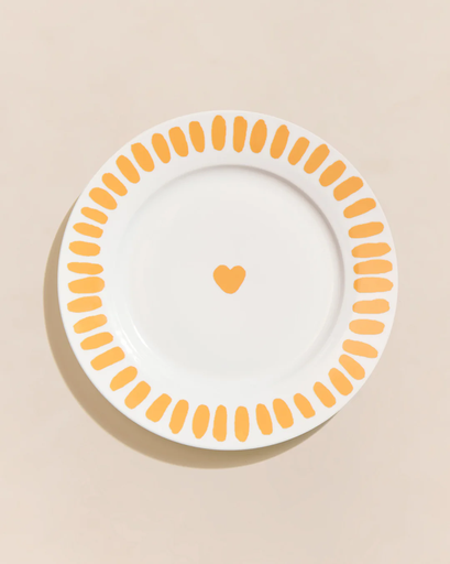 [EMO-EMO25W3ASS26DDUNIBLA-TU] EMOI-EMOI | L'assiette Coeur jaune en porcelaine - 26 cm