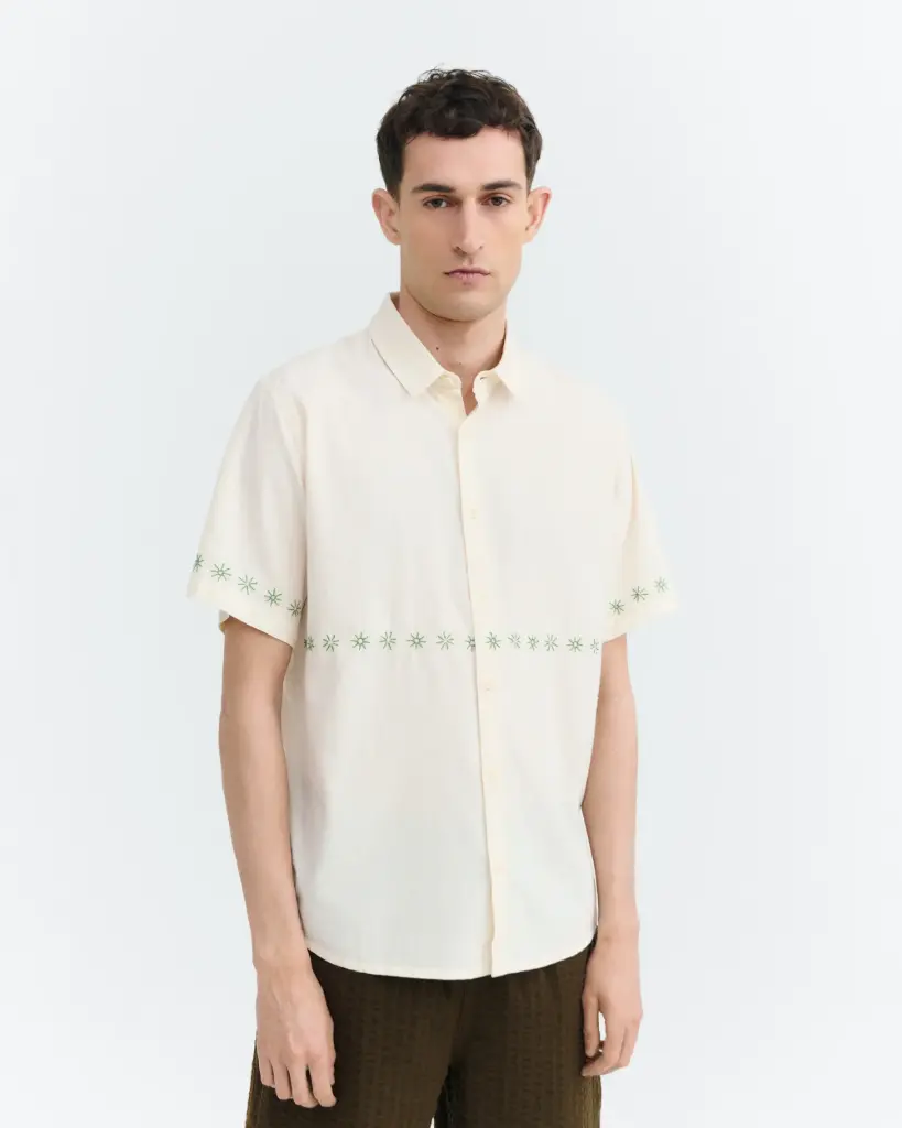 THINKING MU || Chemise Pannacota Embroidery Tom – Ecru