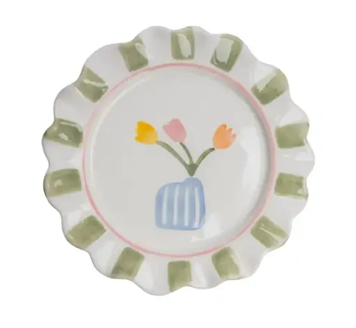 [TRQ-POR852] TRANQUILLO || Assiette VELOBLOOM – Fleurs vert