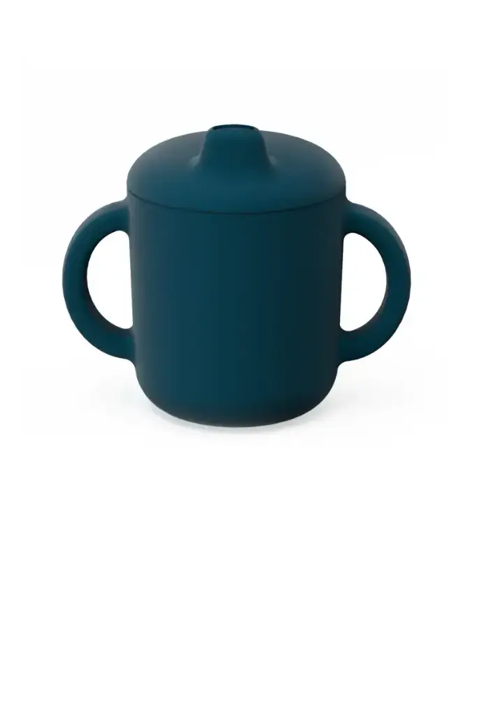 [EKO-38573] EKOBO || Tasse à Bec en Silicone avec Poignées – Bleu Abysse