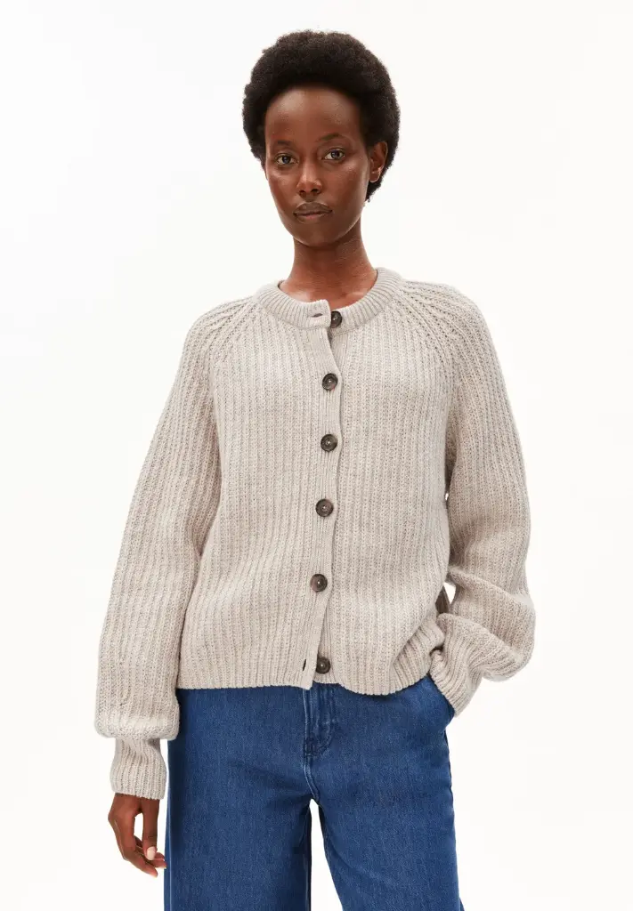 ARMEDANGELS || Cardigan en maille côtelée – Honey Melange