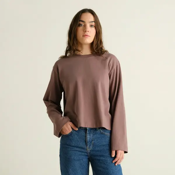 DEDICATED || Tee-shirt manches longues Vreta – Sparrow Brown