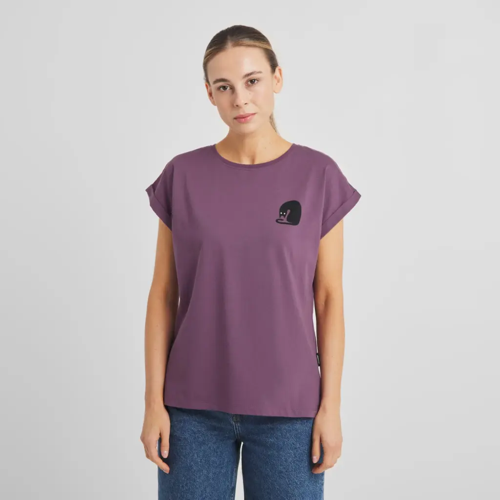 DEDICATED || Tee-shirt Visby Curious Cat – Berry Purple