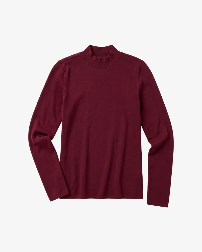 KNOWLEDGE COTTON APPAREL || Haut côtelé à col montant - Rib mock neck - Burgundy