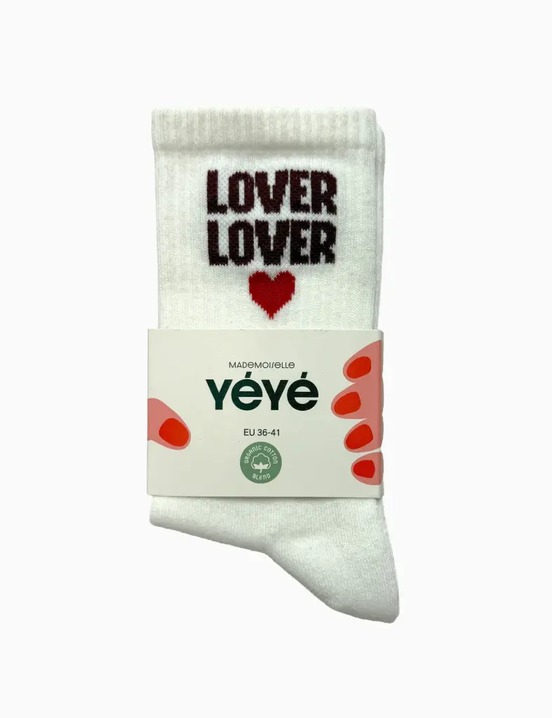 [YEY-W26W-62705-WHITE] MADEMOISELLE YÉYÉ || Chaussettes fantaisie femme - Lover Lover Socks