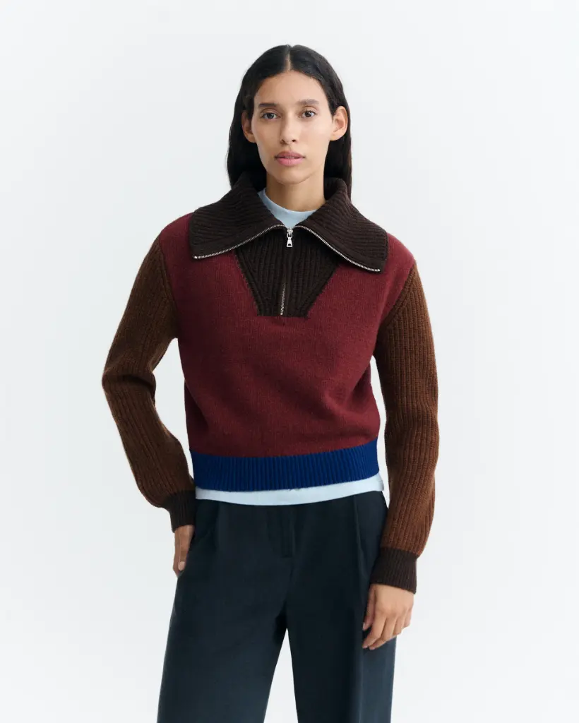 THINKING MU || Pull Tanit Brown Block – Marron
