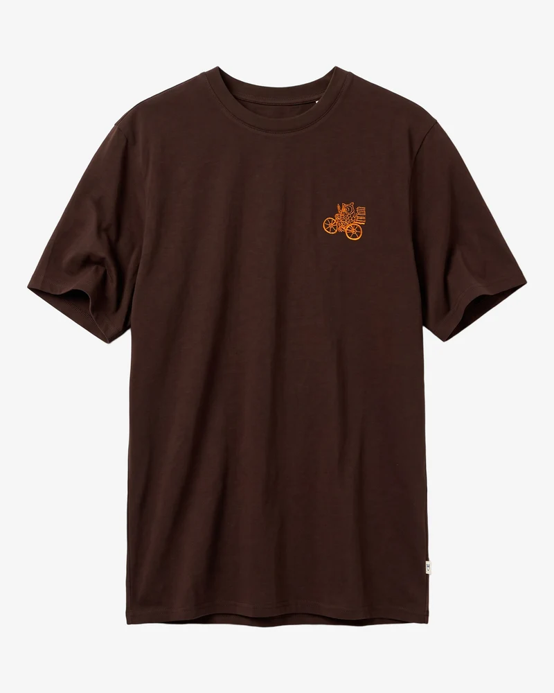 KNOWLEDGE COTTON APPAREL || Tee-shirt à broderie poitrine - Chest Embroidery T-Shirt - Chocolate Torte