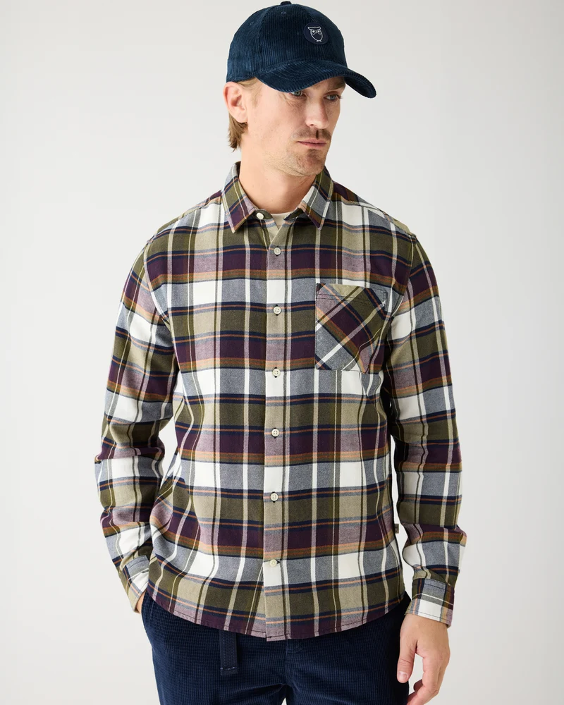 KNOWLEDGE COTTON APPAREL || Chemise en flanelle à carreaux - Dune Regular Checked Flannel Shirt - Blue Check