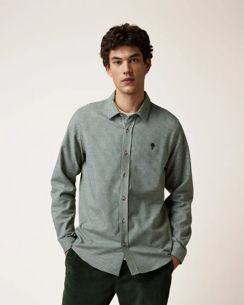 FAGUO || Chemise Iraty – Vert foncé & Écru