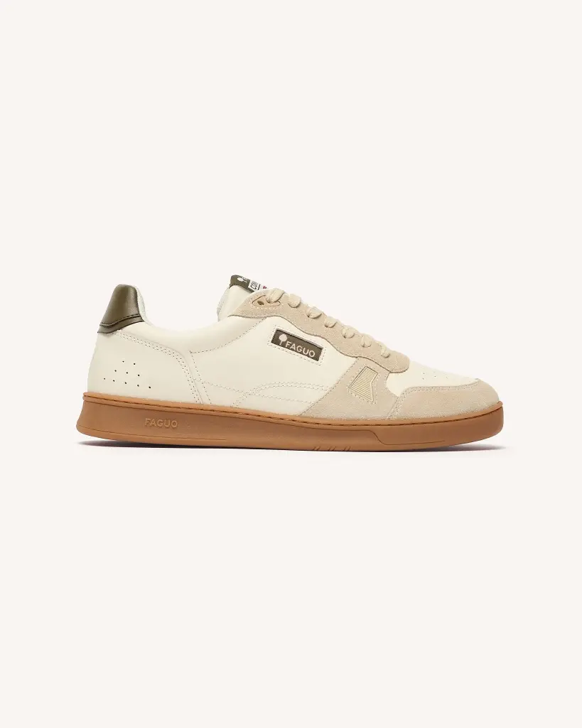FAGUO || Baskets Commute 1 Leather Suede – Écru & Kaki