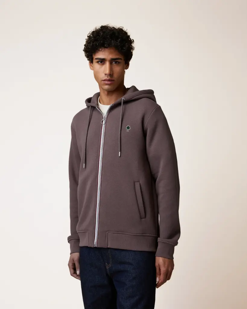 FAGUO || Sweat zippé à capuche Mesnil – Violet grisé
