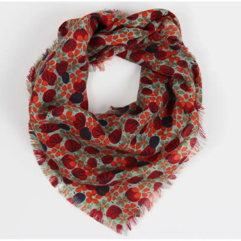 [LBV-3701692307817] LES BELLES VAGABONDES || Foulard Delta en laine – Florilège Beige