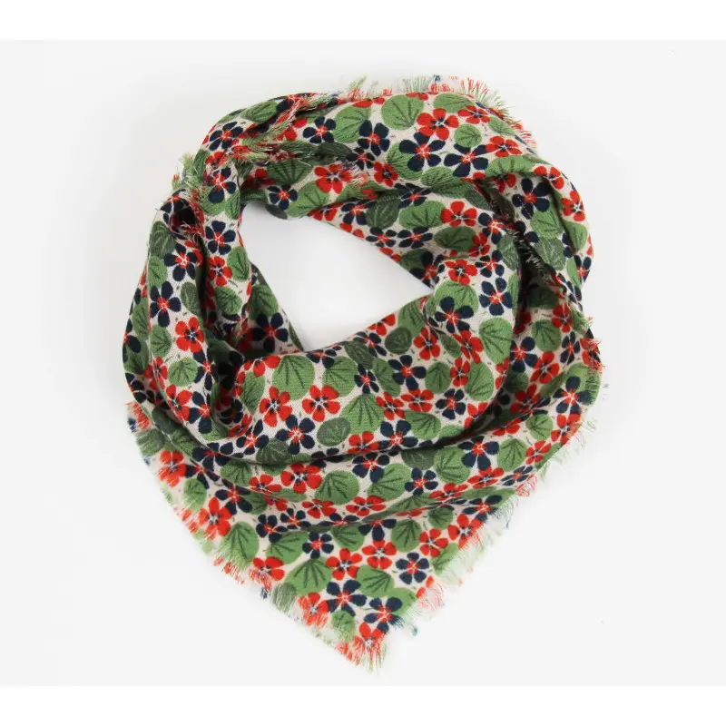 [LBV-3701692307879] LES BELLES VAGABONDES || Foulard Delta en laine – Florilège Marine